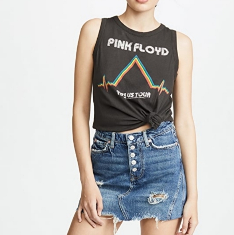 Free People We The Free Denim Jean Button Fly Mini Short Skirt Size 27 Boho